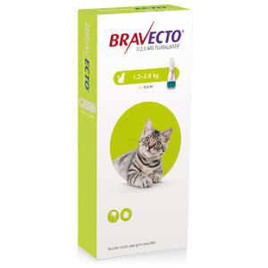 BRAVECTO ANTIPULGAS Y GARRAPATAS PARA GATOS DE 1,8 KG A 2,8 KG, 3 MESES DE DURACION
