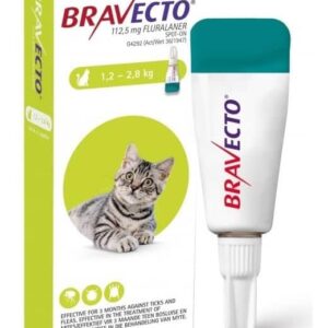 BRAVECTO ANTIPULGAS Y GARRAPATAS PARA GATOS DE 1,8 KG A 2,8 KG, 3 MESES DE DURACION